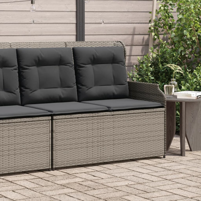 Reclining Garden Bench With Cushions Grey Poly Rattan Tlnktk