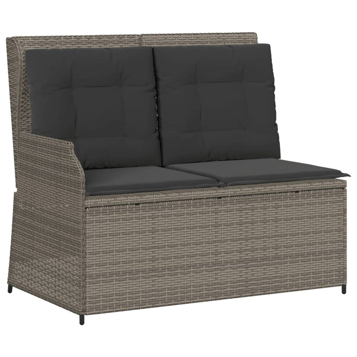 Reclining Garden Bench With Cushions Grey Poly Rattan Tlnkan