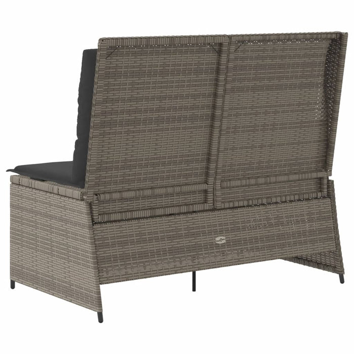 Reclining Garden Bench With Cushions Grey Poly Rattan Tlnkan