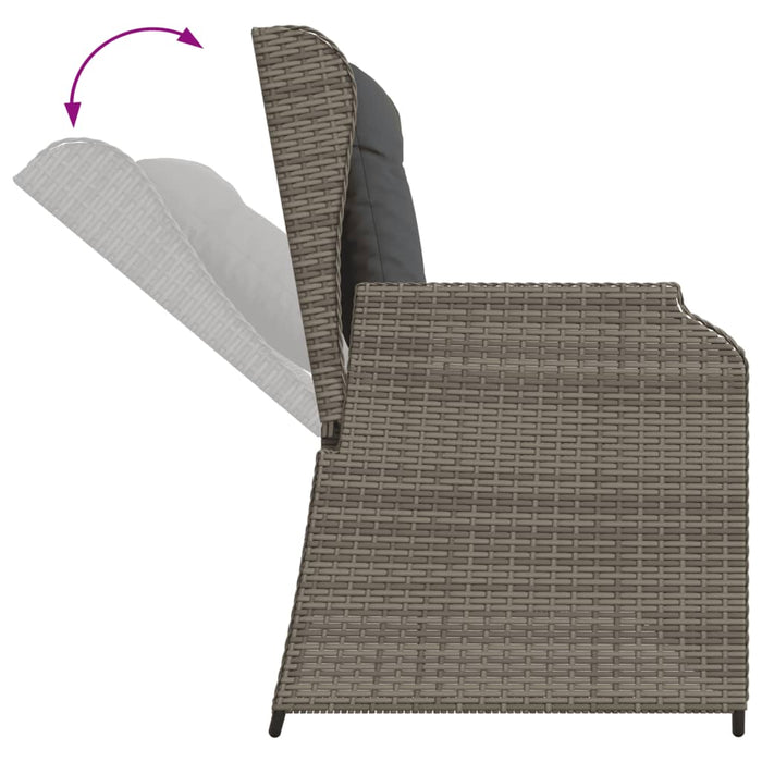 Reclining Garden Bench With Cushions Grey Poly Rattan Tlnkan