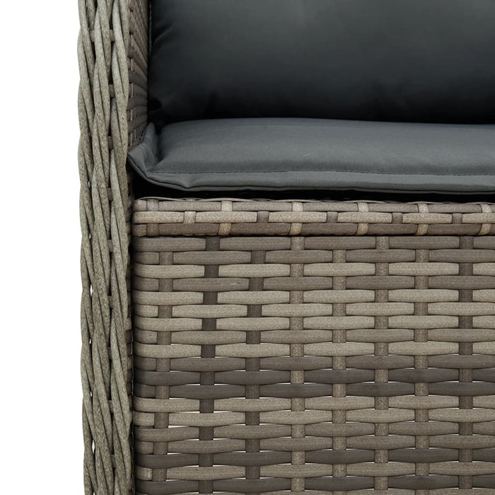 Reclining Garden Bench With Cushions Grey Poly Rattan Tlnkan