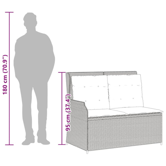 Reclining Garden Bench With Cushions Grey Poly Rattan Tlnkan