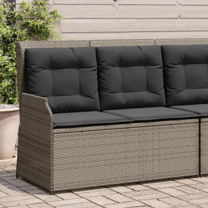 Reclining Garden Bench With Cushions Grey Poly Rattan Tlnkan
