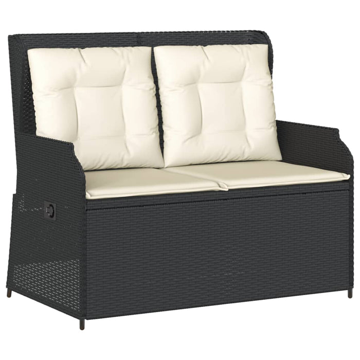 Reclining Garden Bench With Cushions Black Poly Rattan Tlnkpp