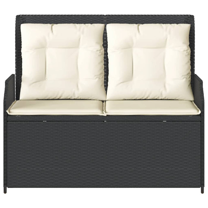 Reclining Garden Bench With Cushions Black Poly Rattan Tlnkpp