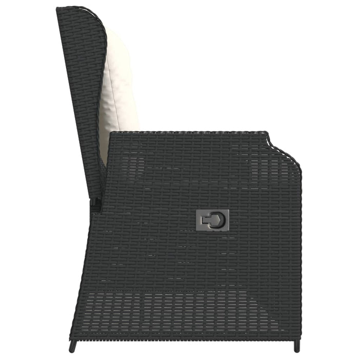 Reclining Garden Bench With Cushions Black Poly Rattan Tlnkpp