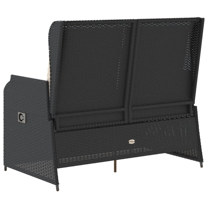 Reclining Garden Bench With Cushions Black Poly Rattan Tlnkpp