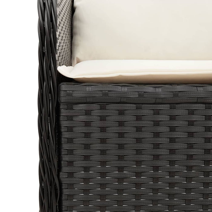 Reclining Garden Bench With Cushions Black Poly Rattan Tlnkpp