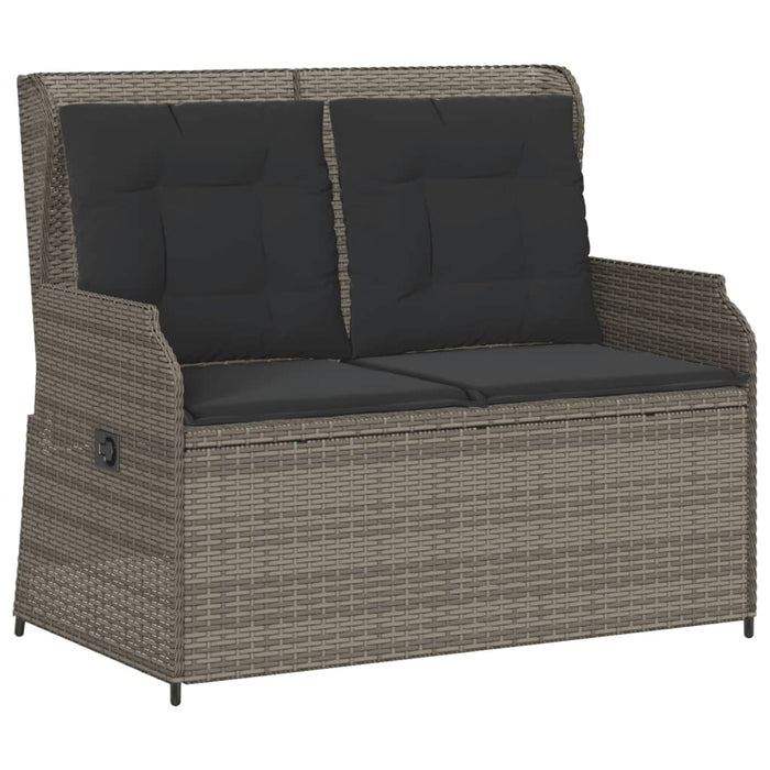Reclining Garden Bench With Cushions Grey Poly Rattan Tlnkpi