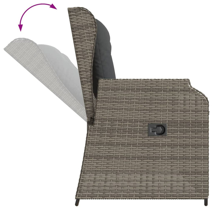 Reclining Garden Bench With Cushions Grey Poly Rattan Tlnkpi