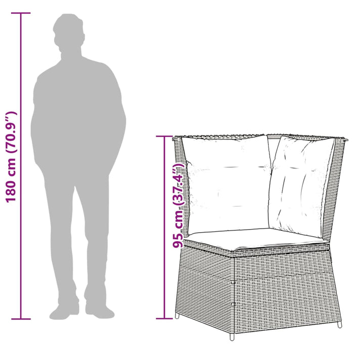 Garden Sofa Corner With Cushions Grey Poly Rattan Tlnkna