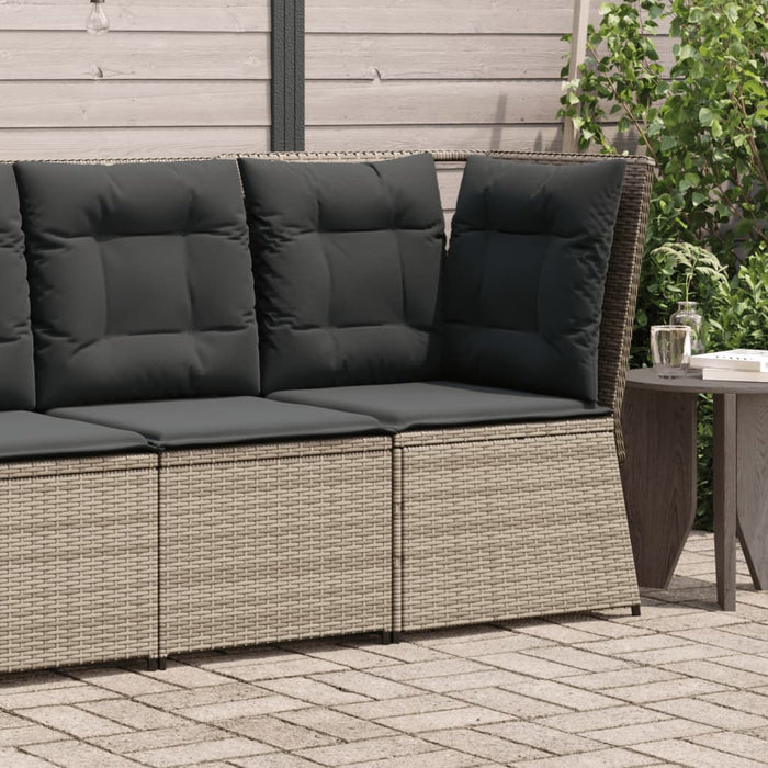 Garden Sofa Corner With Cushions Grey Poly Rattan Tlnkna