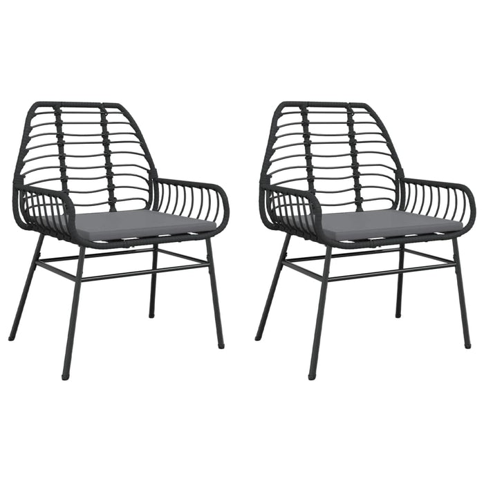 Garden Chairs 2 Pcs With Cushions Black Poly Rattan Tlkbkt