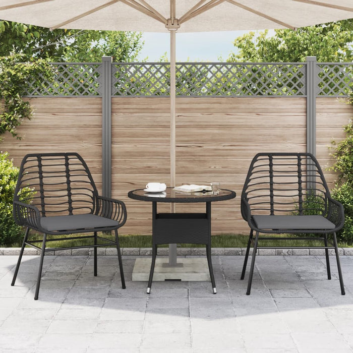 Garden Chairs 2 Pcs With Cushions Black Poly Rattan Tlkbkt