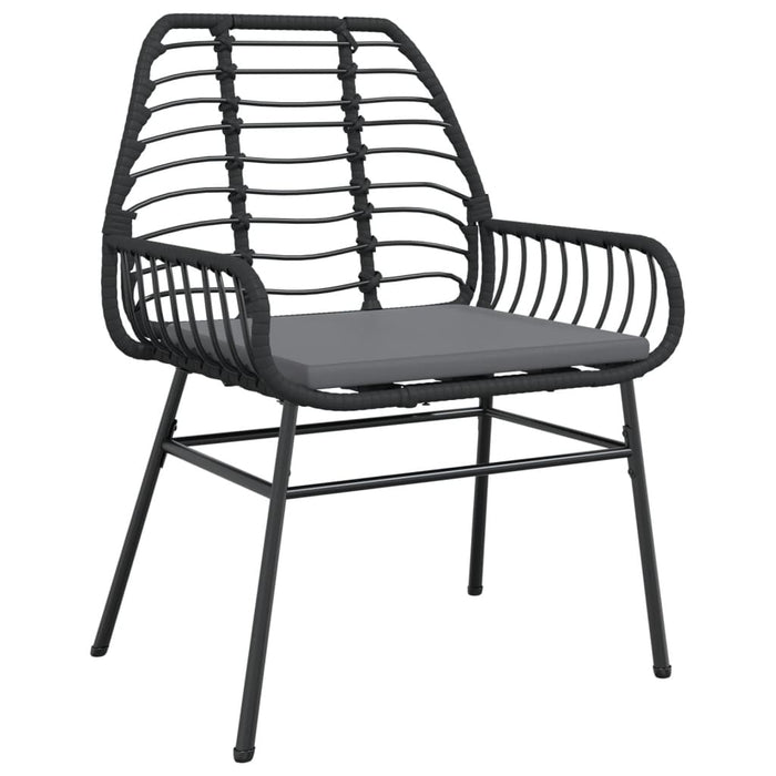Garden Chairs 2 Pcs With Cushions Black Poly Rattan Tlkbkt