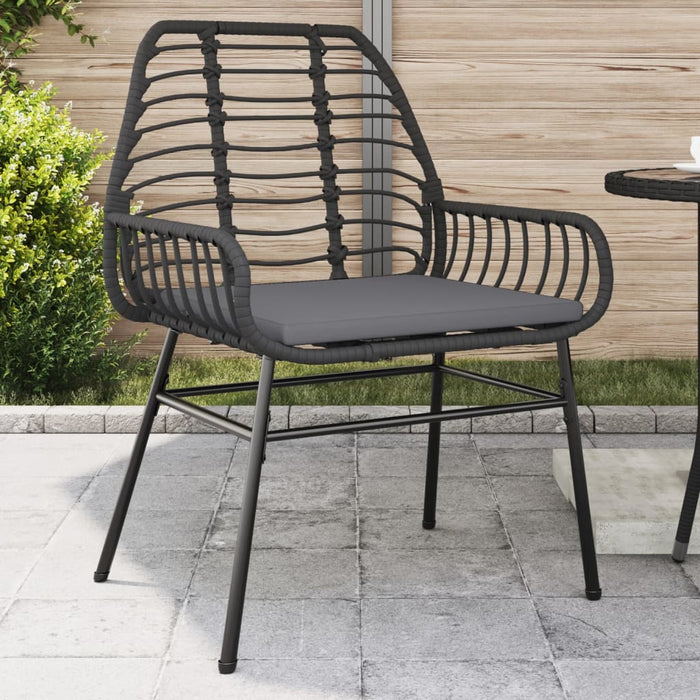 Garden Chairs 2 Pcs With Cushions Black Poly Rattan Tlkbkt