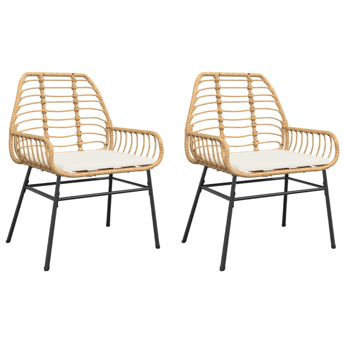 Garden Chairs 2 Pcs With Cushions Brown Poly Rattan Tlkbka