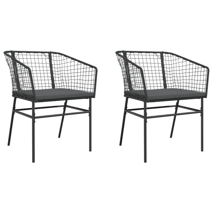 Garden Chairs 2 Pcs With Cushions Black Poly Rattan Tlkobb