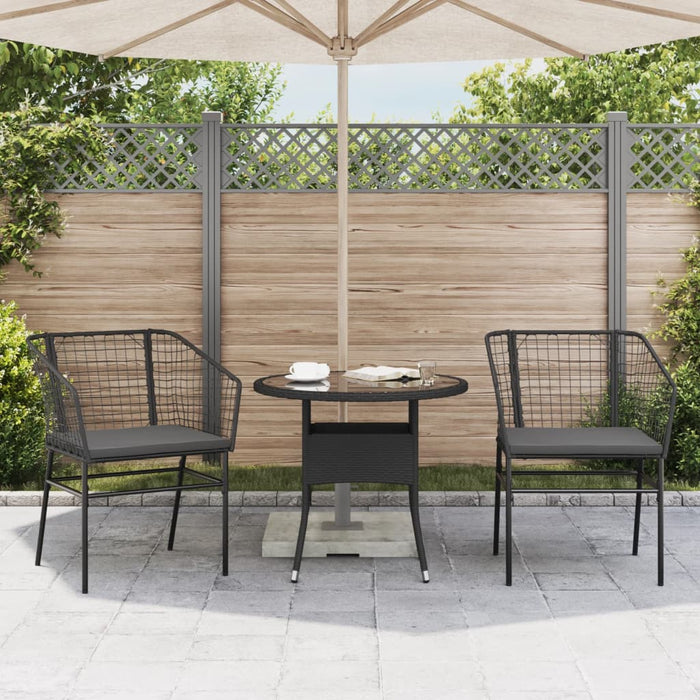 Garden Chairs 2 Pcs With Cushions Black Poly Rattan Tlkobb