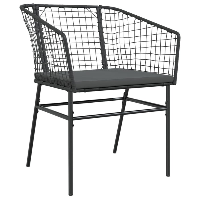 Garden Chairs 2 Pcs With Cushions Black Poly Rattan Tlkobb