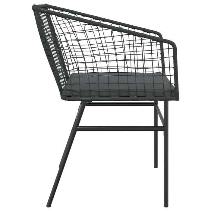 Garden Chairs 2 Pcs With Cushions Black Poly Rattan Tlkobb