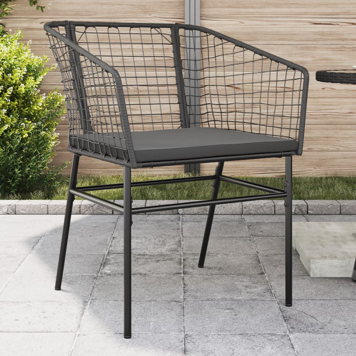 Garden Chairs 2 Pcs With Cushions Black Poly Rattan Tlkobb