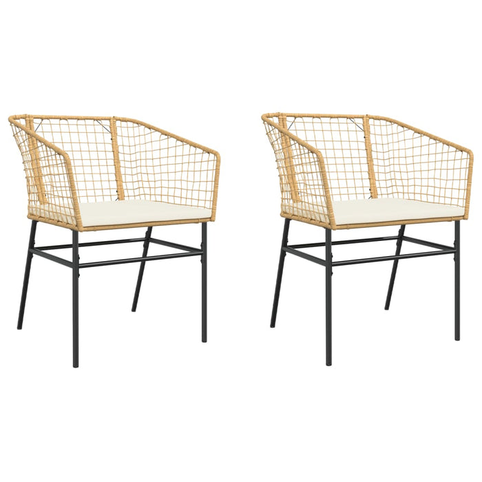 Garden Chairs 2 Pcs With Cushions Brown Poly Rattan Tlkobo