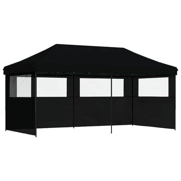 Foldable Party Tent Pop-Up With 3 Sidewalls Black Abbakpb