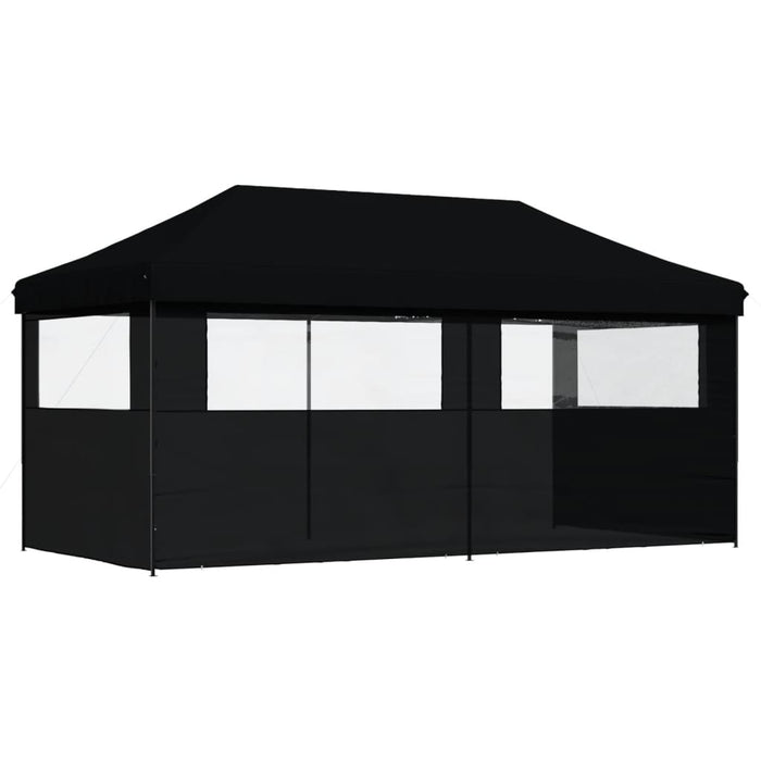 Foldable Party Tent Pop-Up With 3 Sidewalls Black Abbakpb