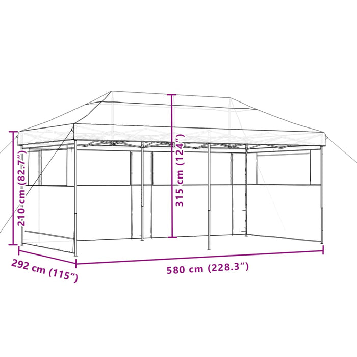 Foldable Party Tent Pop-Up With 3 Sidewalls Black Abbakpb