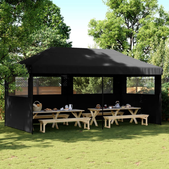 Foldable Party Tent Pop-Up With 3 Sidewalls Black Abbakpb