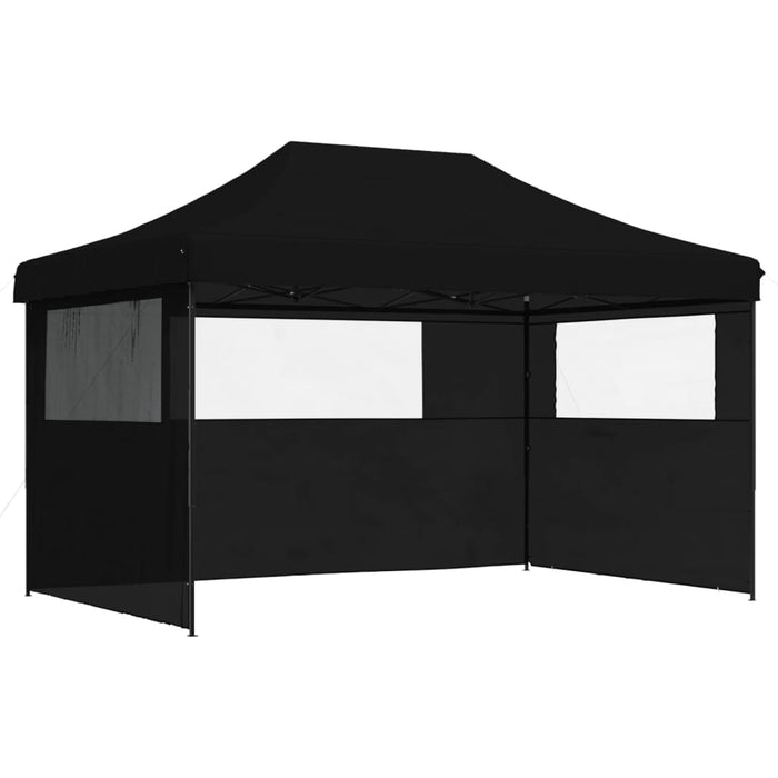 Foldable Party Tent Pop-Up With 3 Sidewalls Black Abbakia