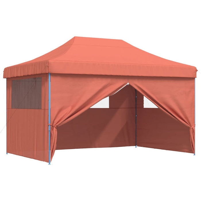 Foldable Party Tent Pop-Up With 4 Sidewalls Terracotta Abbakno