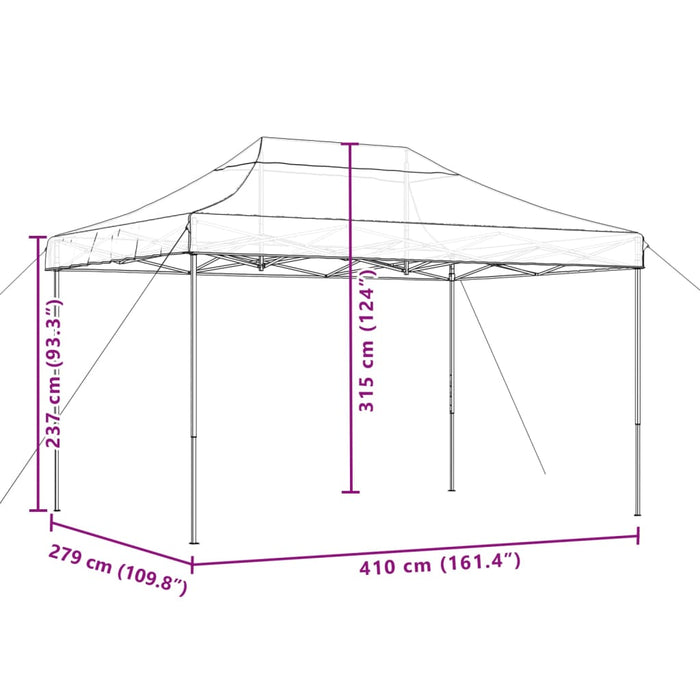 Foldable Party Tent Pop-Up Black 410X279X315 Cm Abbpboa