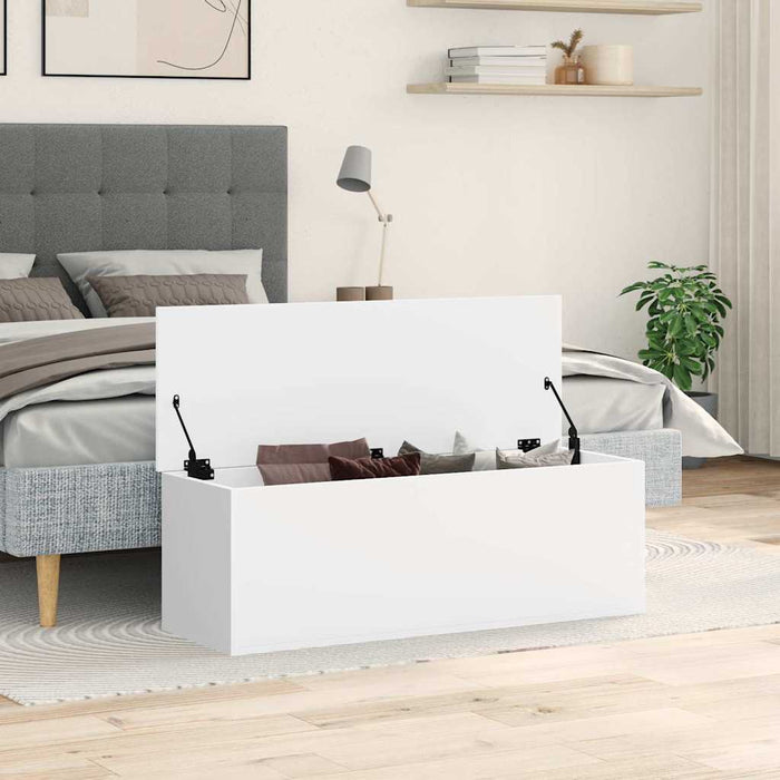 Storage Box White 102X35X35 Cm Engineered Wood Nablnn