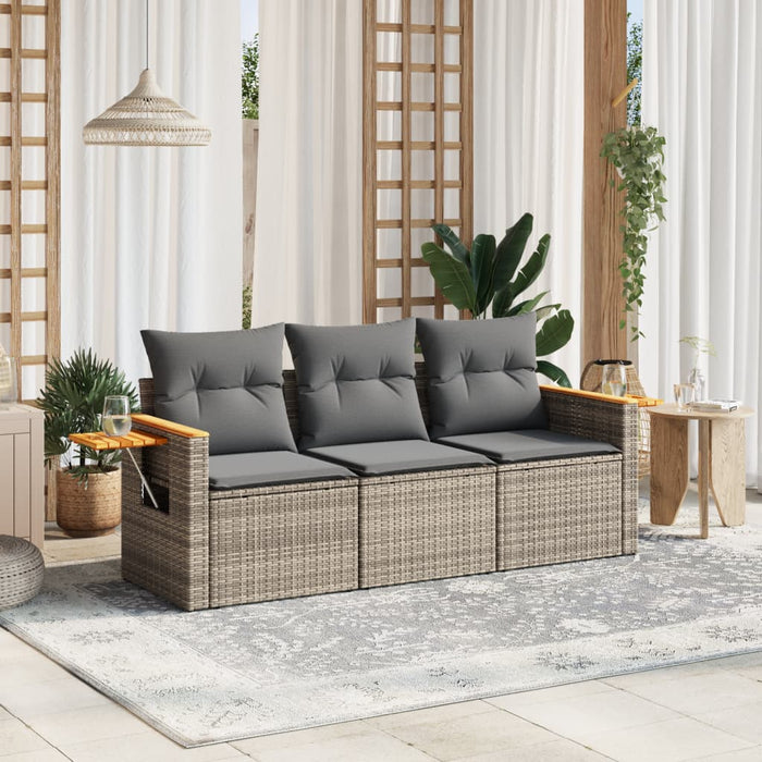 3 Piece Garden Sofa Set With Cushions Grey Poly Rattan Txxlpkk