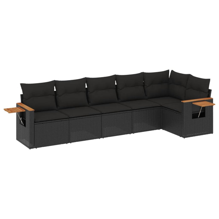 6 Piece Garden Sofa Set With Cushions Black Poly Rattan Txxlnxp