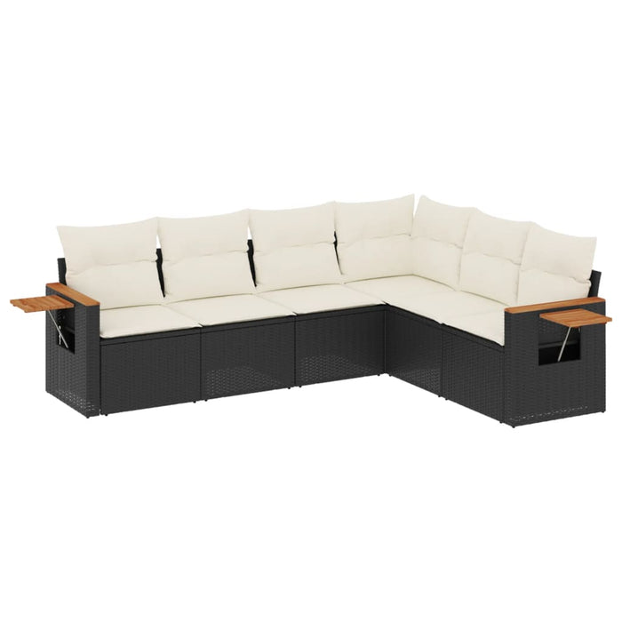 6 Piece Garden Sofa Set With Cushions Black Poly Rattan Txxlnab