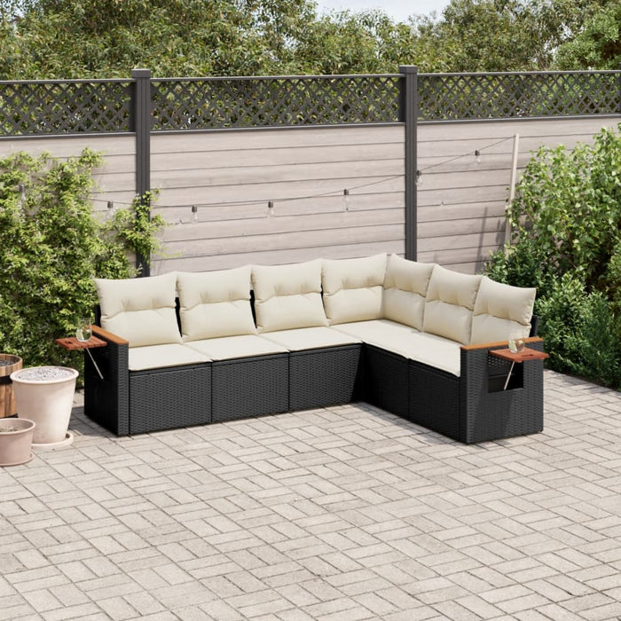 6 Piece Garden Sofa Set With Cushions Black Poly Rattan Txxlnab