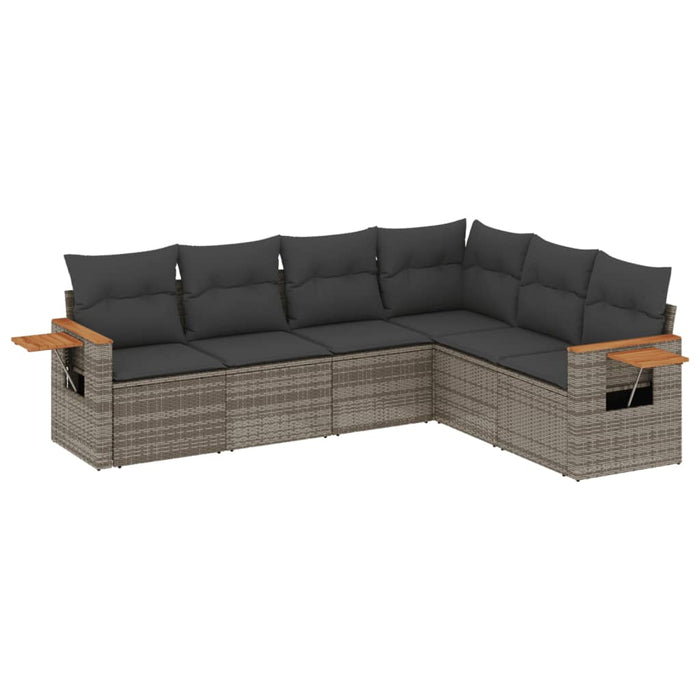 6 Piece Garden Sofa Set With Cushions Grey Poly Rattan Txxlnaa