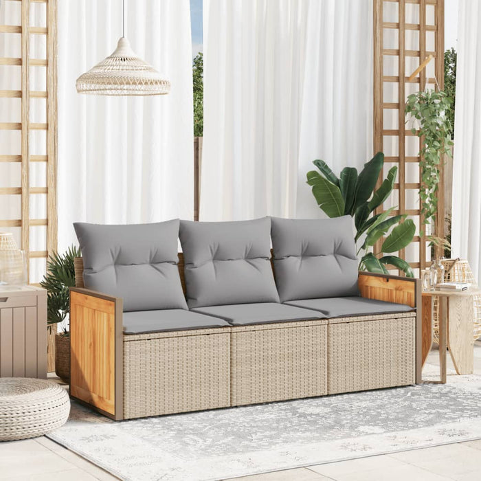 3 Piece Garden Sofa Set With Cushions Beige Poly Rattan Txxiatn