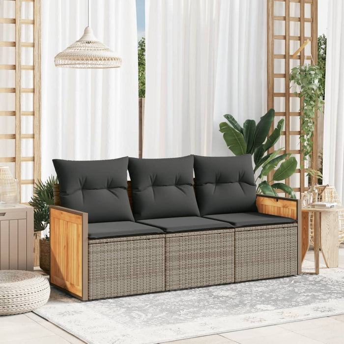 3 Piece Garden Sofa Set With Cushions Grey Poly Rattan Txxiatk