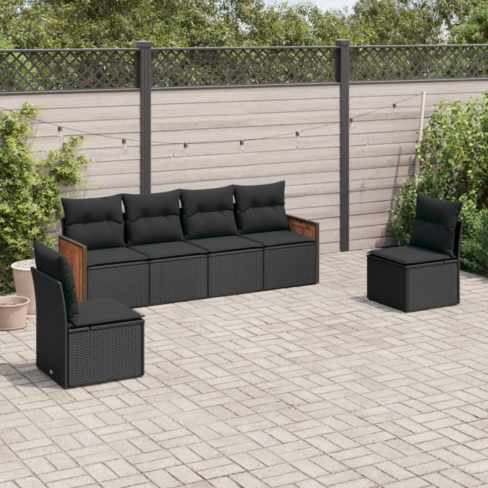 6 Piece Garden Sofa Set With Cushions Black Poly Rattan Txxiptk
