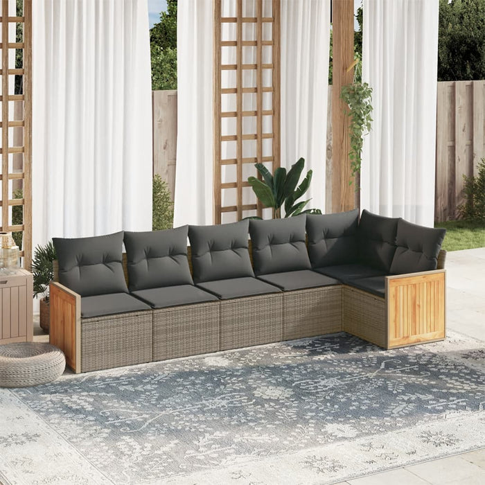 6 Piece Garden Sofa Set With Cushions Grey Poly Rattan Txxilib