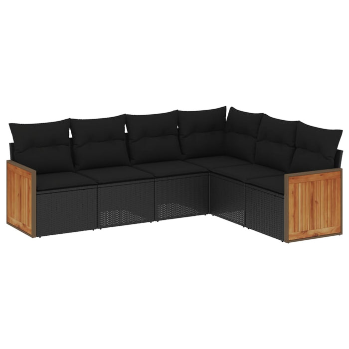 6 Piece Garden Sofa Set With Cushions Black Poly Rattan Txxilik