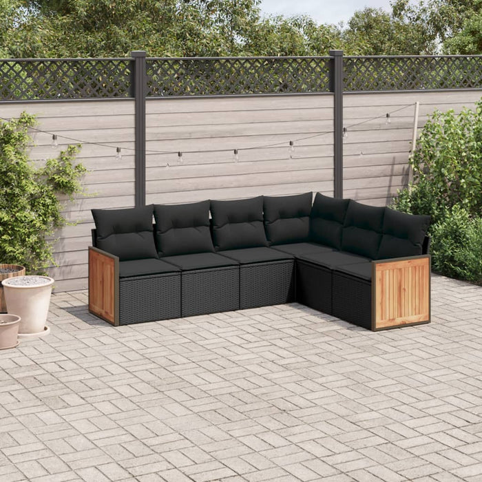6 Piece Garden Sofa Set With Cushions Black Poly Rattan Txxilik