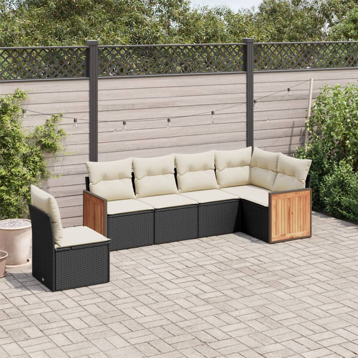 6 Piece Garden Sofa Set With Cushions Black Poly Rattan Txxilka