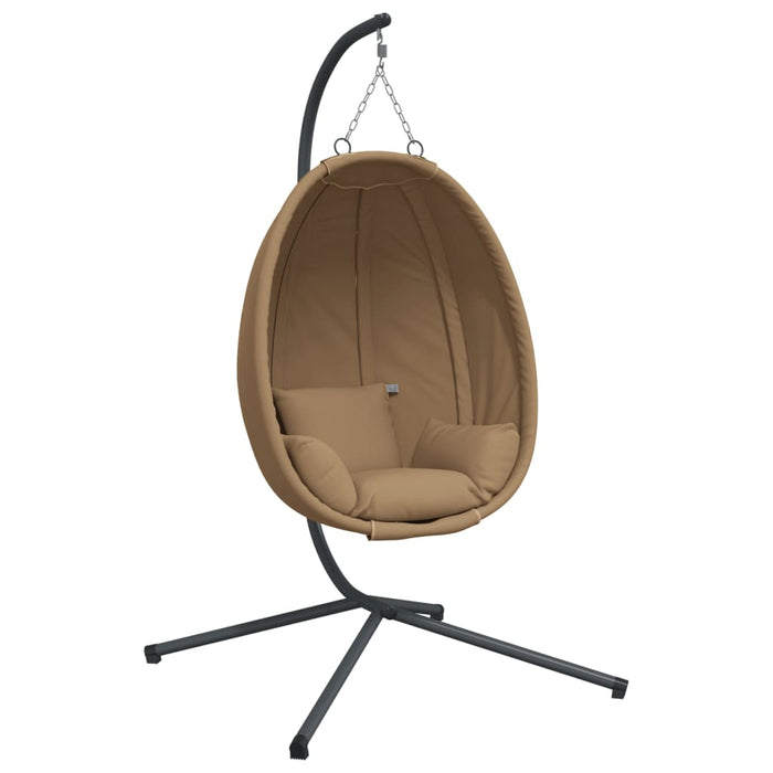 Hanging Egg Chair With Stand Taupe Fabric And Steel Abbiabb