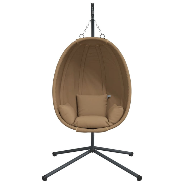 Hanging Egg Chair With Stand Taupe Fabric And Steel Abbiabb