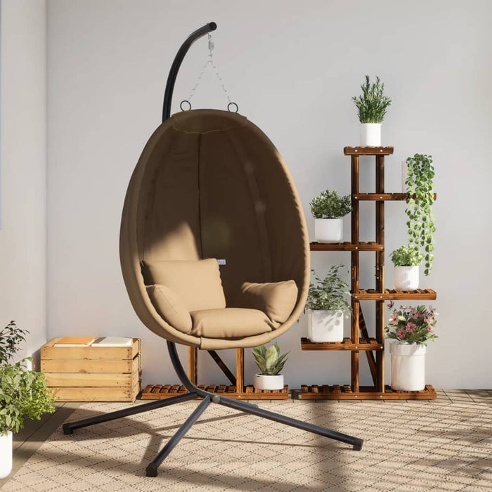 Hanging Egg Chair With Stand Taupe Fabric And Steel Abbiabb